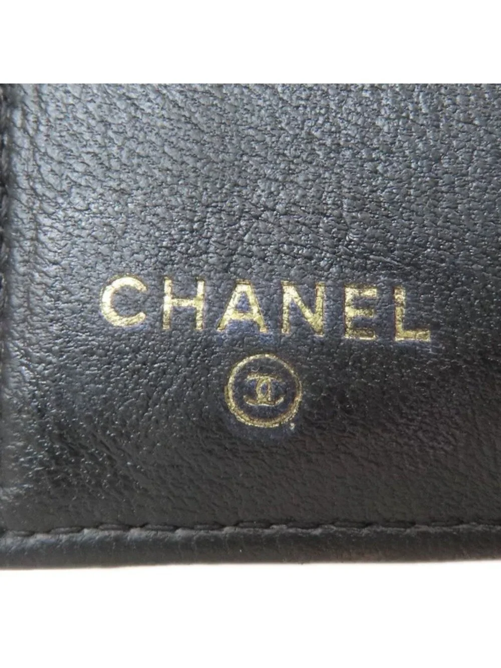 Chanel Quilted Compact Wallet Gold Trifold Lambskin